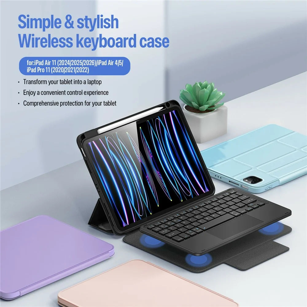 DUX DUCIS YK Series Wireless Keyboard Case for iPad Air 11 (2026) / (2025) / (2024) / Air (2022) / (2020) / iPad Pro 11 (2022) / (2021) / (2020) Detachable Trackpad Bluetooth-compatible Keyboard Cover - Black - 4