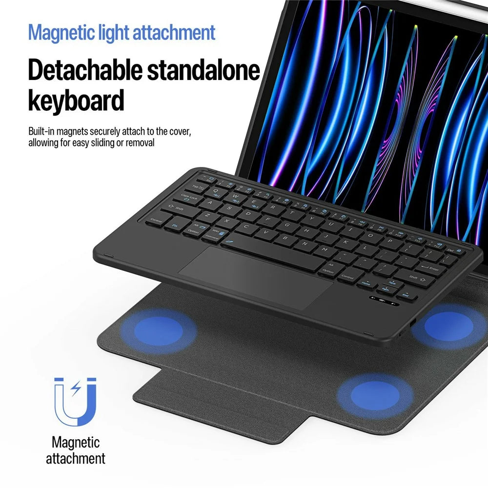 DUX DUCIS YK Series Wireless Keyboard Case for iPad Air 11 (2026) / (2025) / (2024) / Air (2022) / (2020) / iPad Pro 11 (2022) / (2021) / (2020) Detachable Trackpad Bluetooth-compatible Keyboard Cover - Black - 6