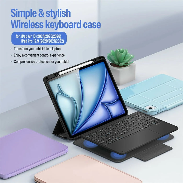 DUX DUCIS YK Series Wireless Keyboard Case for iPad Air 13 (2026) / (2025) / (2024) / iPad Pro 12.9 (2022) / (2021) / (2020) Detachable Trackpad Bluetooth-compatible Keyboard Cover - Black - 4