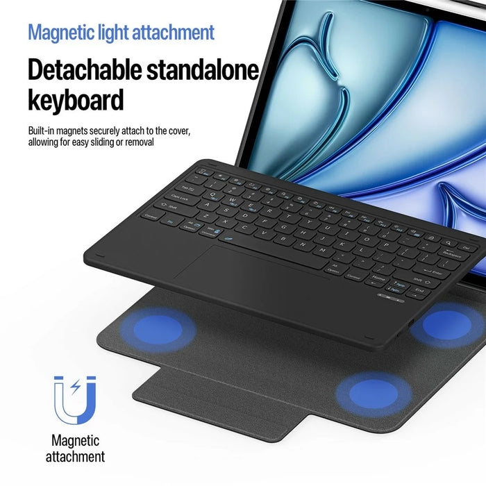 DUX DUCIS YK Series Wireless Keyboard Case for iPad Air 13 (2026) / (2025) / (2024) / iPad Pro 12.9 (2022) / (2021) / (2020) Detachable Trackpad Bluetooth-compatible Keyboard Cover - Black - 6