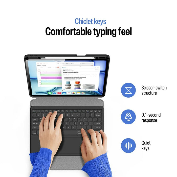 DUX DUCIS YK Series Wireless Keyboard Case for iPad Air 13 (2026) / (2025) / (2024) / iPad Pro 12.9 (2022) / (2021) / (2020) Detachable Trackpad Bluetooth-compatible Keyboard Cover - Black - 7