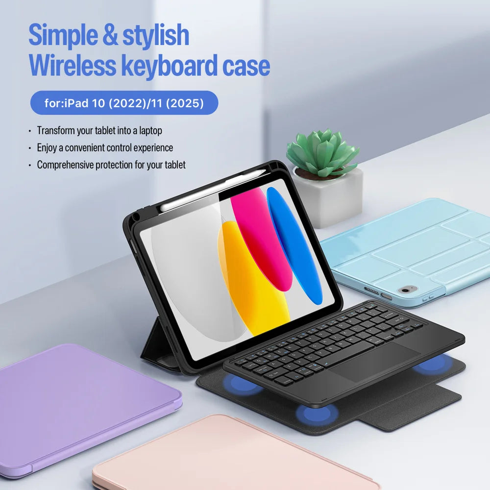 Dux Ducis for iPad (2025) / iPad 10.9 (2022) DUX DUCIS YK Series Wireless Keyboard Case Detachable Trackpad Bluetooth-compatible Keyboard Cover - Black - 3
