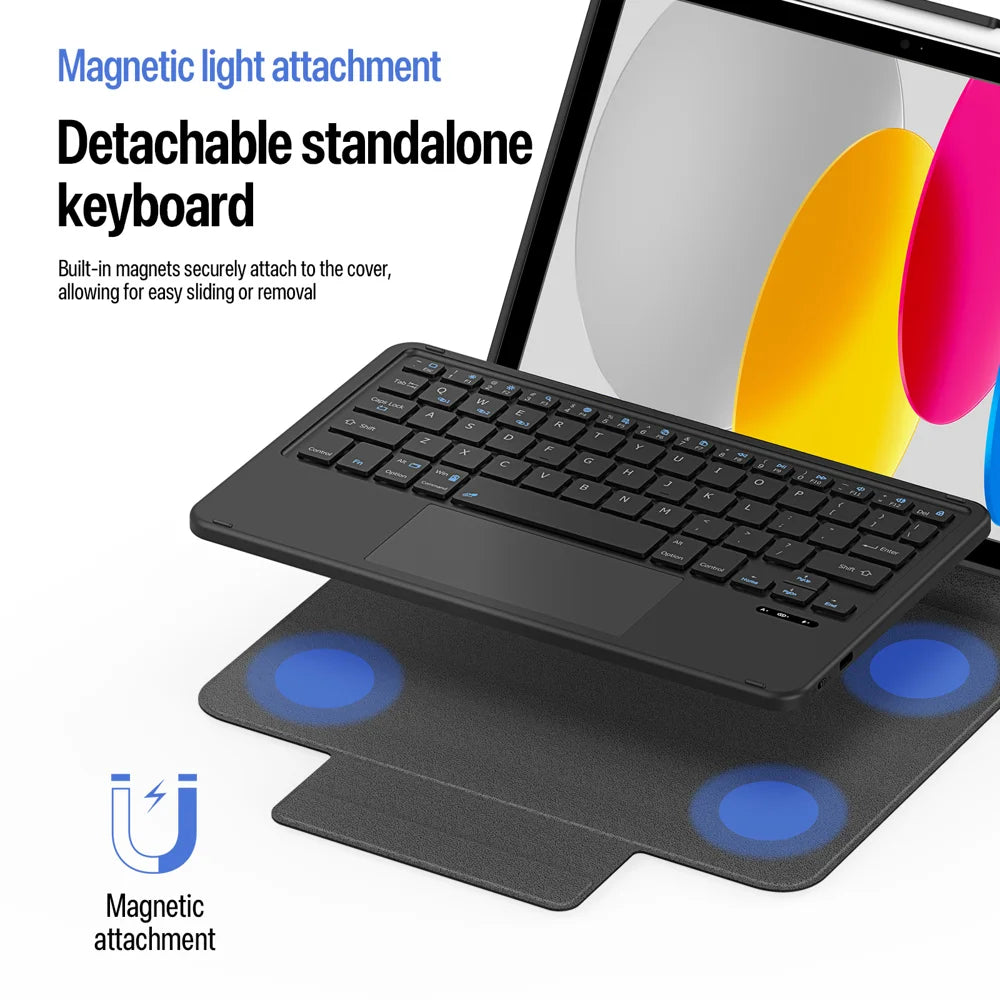 Dux Ducis for iPad (2025) / iPad 10.9 (2022) DUX DUCIS YK Series Wireless Keyboard Case Detachable Trackpad Bluetooth-compatible Keyboard Cover - Black - 5