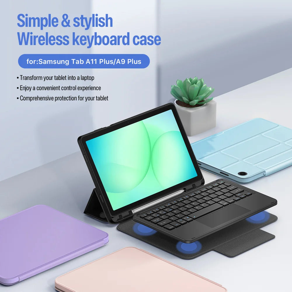 Dux Ducis for Samsung Galaxy Tab A9+ / Galaxy Tab A11+ DUX DUCIS YK Series Wireless Keyboard Case Detachable Trackpad Bluetooth-compatible Keyboard Cover - Black - 3