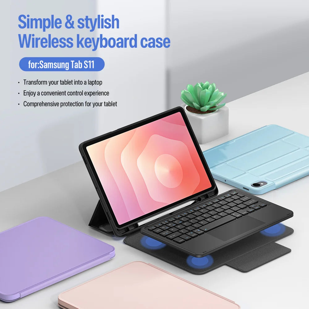 Dux Ducis for Samsung Galaxy Tab S11 DUX DUCIS YK Series Wireless Keyboard Case Detachable Trackpad Bluetooth-compatible Keyboard Cover - Black - 3