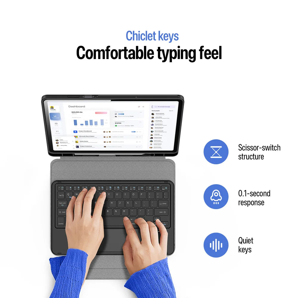Dux Ducis for Samsung Galaxy Tab S11 DUX DUCIS YK Series Wireless Keyboard Case Detachable Trackpad Bluetooth-compatible Keyboard Cover - Black - 6