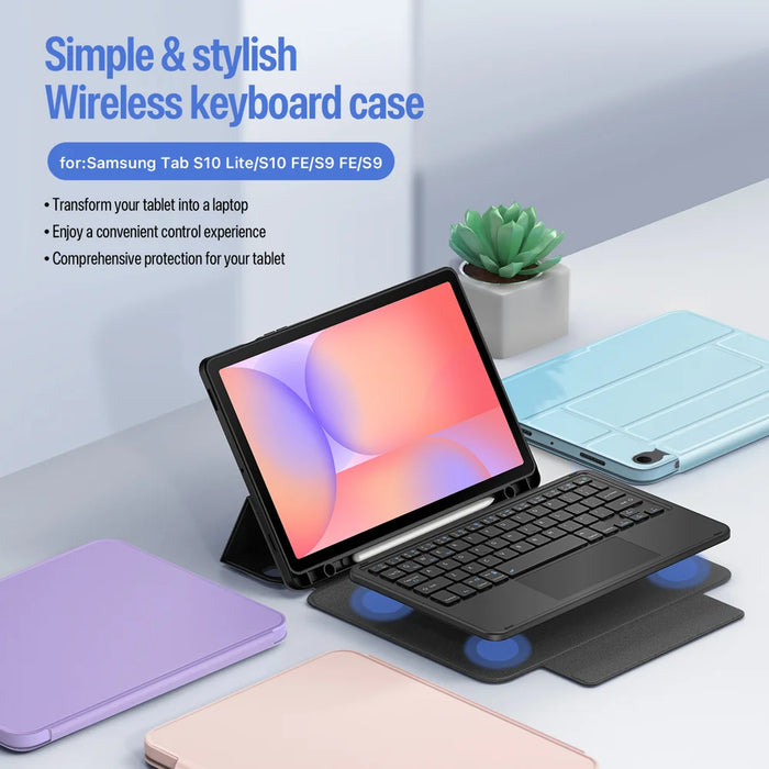 Dux Ducis for Samsung Galaxy Tab S10 FE / Galaxy Tab S9 FE / Galaxy Tab S9 / Galaxy Tab S10 Lite DUX DUCIS YK Series Wireless Keyboard Case Detachable Trackpad Bluetooth-compatible Keyboard Cover - Black - 3