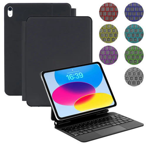 Y8 For iPad (2025) / iPad 10.9 (2022) Magnetic Floating Keyboard Case Detachable Bluetooth-compatible Keyboard with Trackpad and 7-Color Backlit - Black - 1