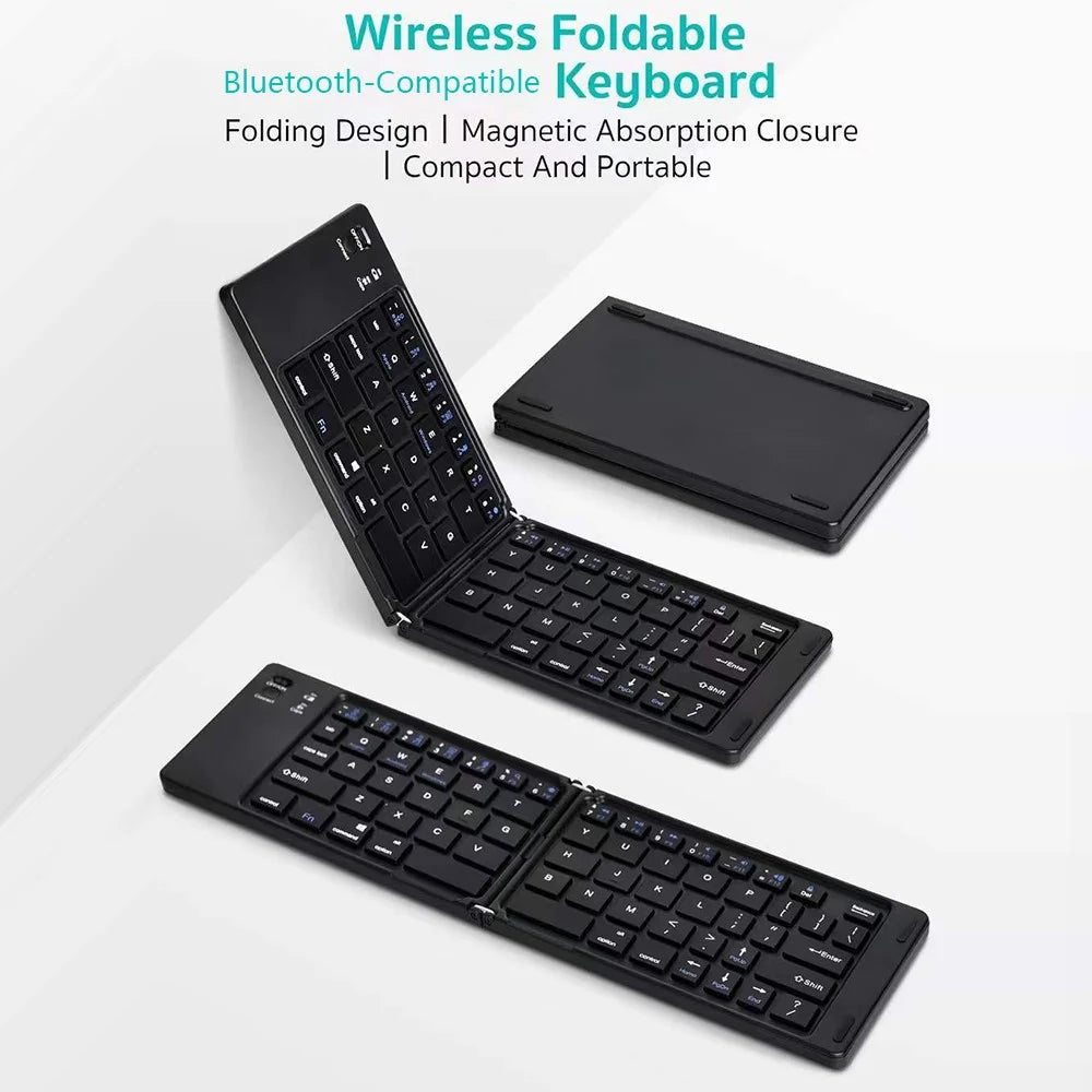 COTECI 64017 Wireless Foldable Bluetooth-compatible Keyboard Portable Keypad Keyboard for Android iOS Windows - Black - 2
