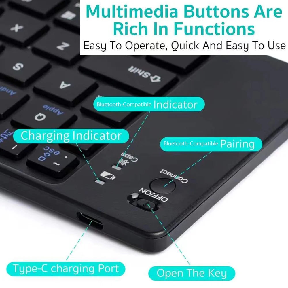 COTECI 64017 Wireless Foldable Bluetooth-compatible Keyboard Portable Keypad Keyboard for Android iOS Windows - Black - 4