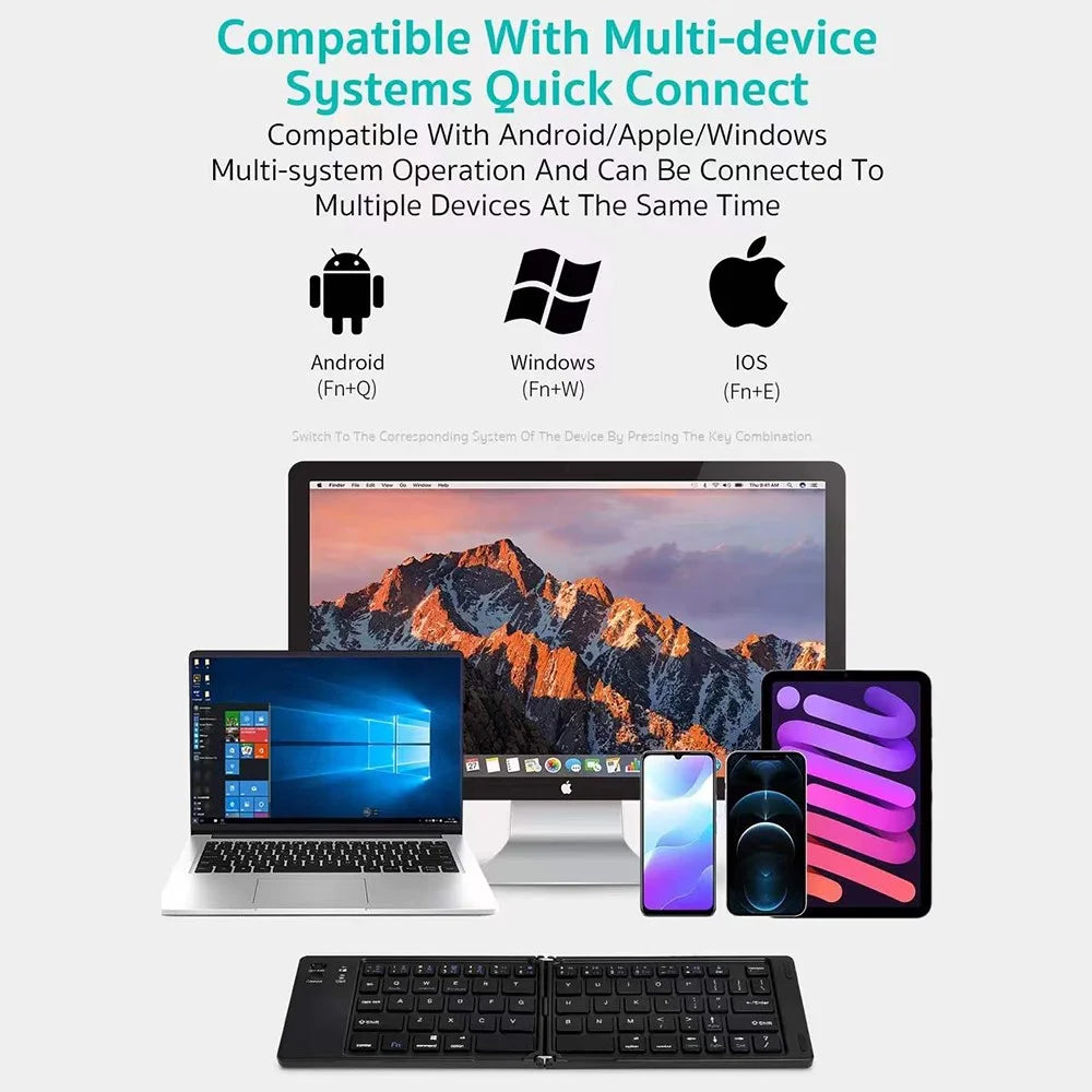 COTECI 64017 Wireless Foldable Bluetooth-compatible Keyboard Portable Keypad Keyboard for Android iOS Windows - Black - 5
