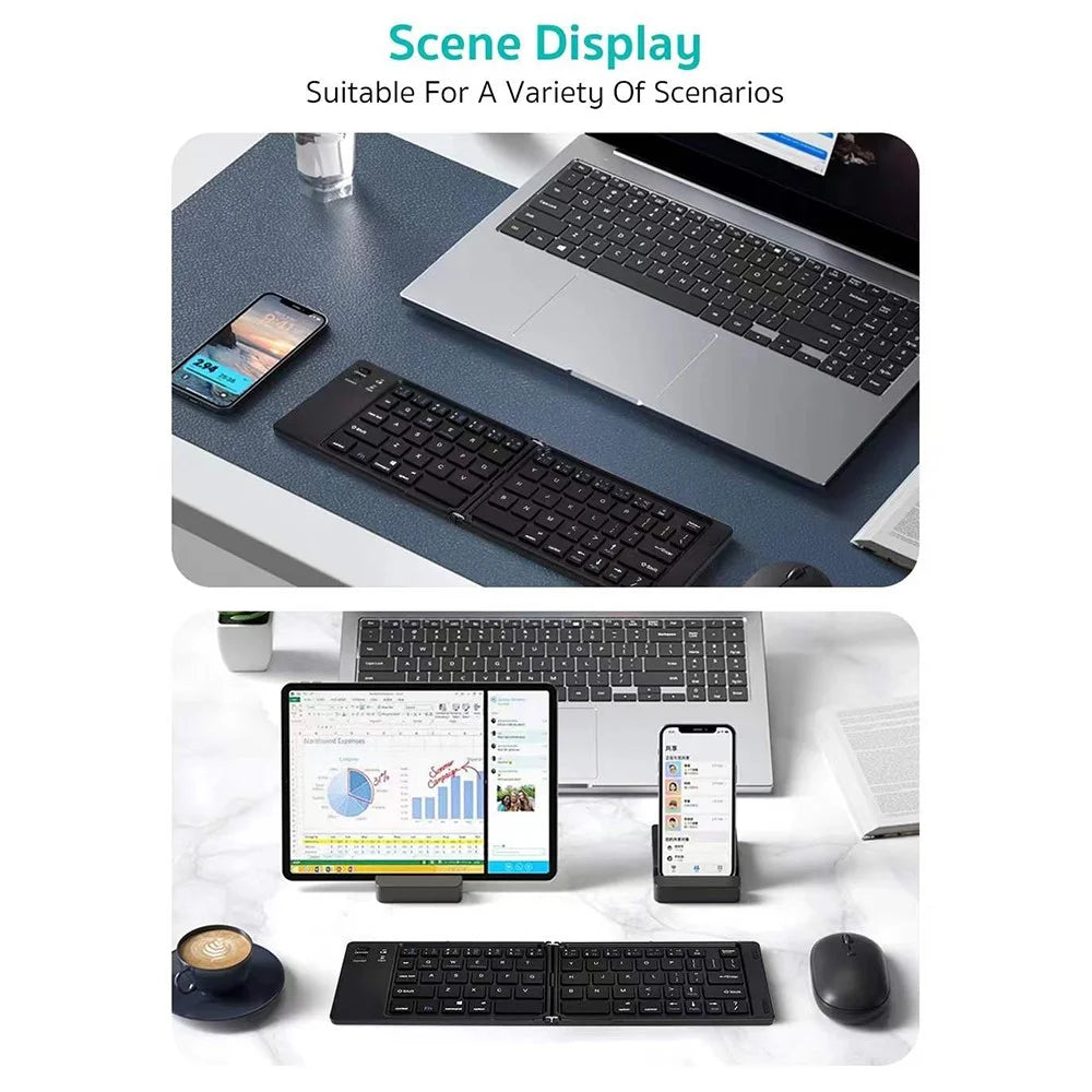 COTECI 64017 Wireless Foldable Bluetooth-compatible Keyboard Portable Keypad Keyboard for Android iOS Windows - Black - 6