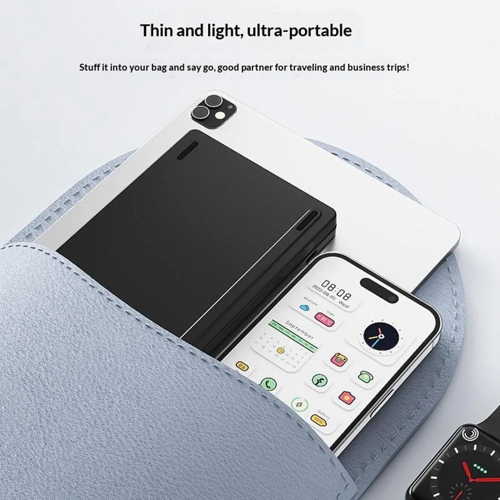 HB-028 Foldable Keyboard Mouse Set with Phone Stand Dual-Mode Mouse and Bluetooth-compatible Keyboard  for Tablet Phone - Black - 4