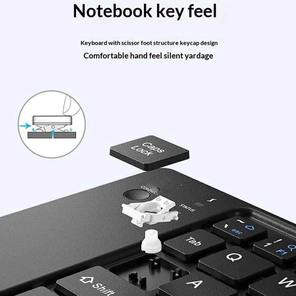 HB-028 Foldable Keyboard Mouse Set with Phone Stand Dual-Mode Mouse and Bluetooth-compatible Keyboard  for Tablet Phone - Black - 6