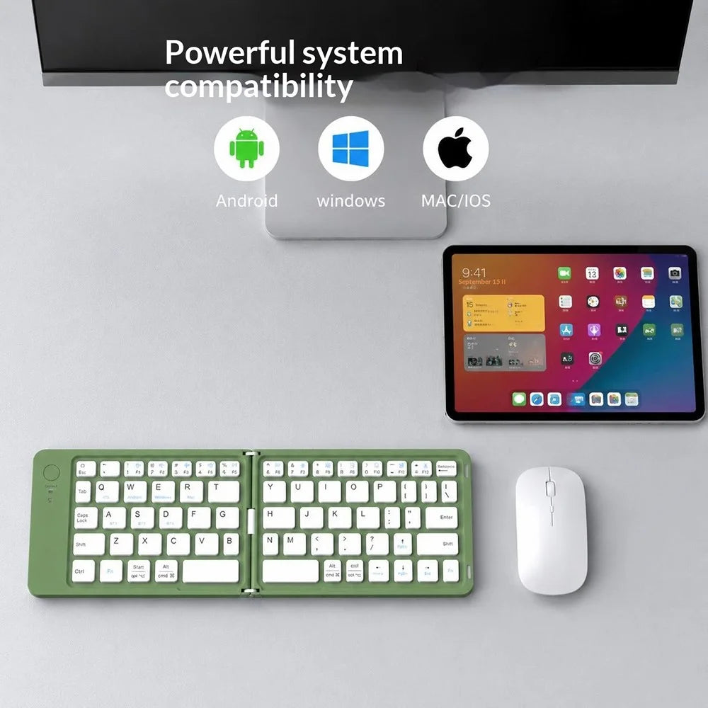 HB-028 Foldable Keyboard Mouse Set with Phone Stand Dual-Mode Mouse and Bluetooth-compatible Keyboard  for Tablet Phone - Black - 7