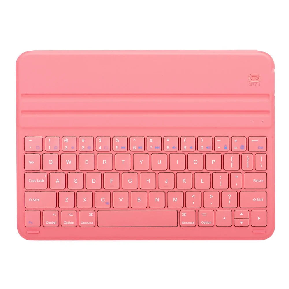For iPad (2025) / iPad 10.9 Bluetooth-compatible Keyboard PU Leather Stand Cover with Pencil Holder - Watermelon Red - 4
