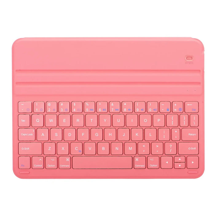 For iPad (2025) / iPad 10.9 Bluetooth-compatible Keyboard PU Leather Stand Cover with Pencil Holder - Watermelon Red - 4