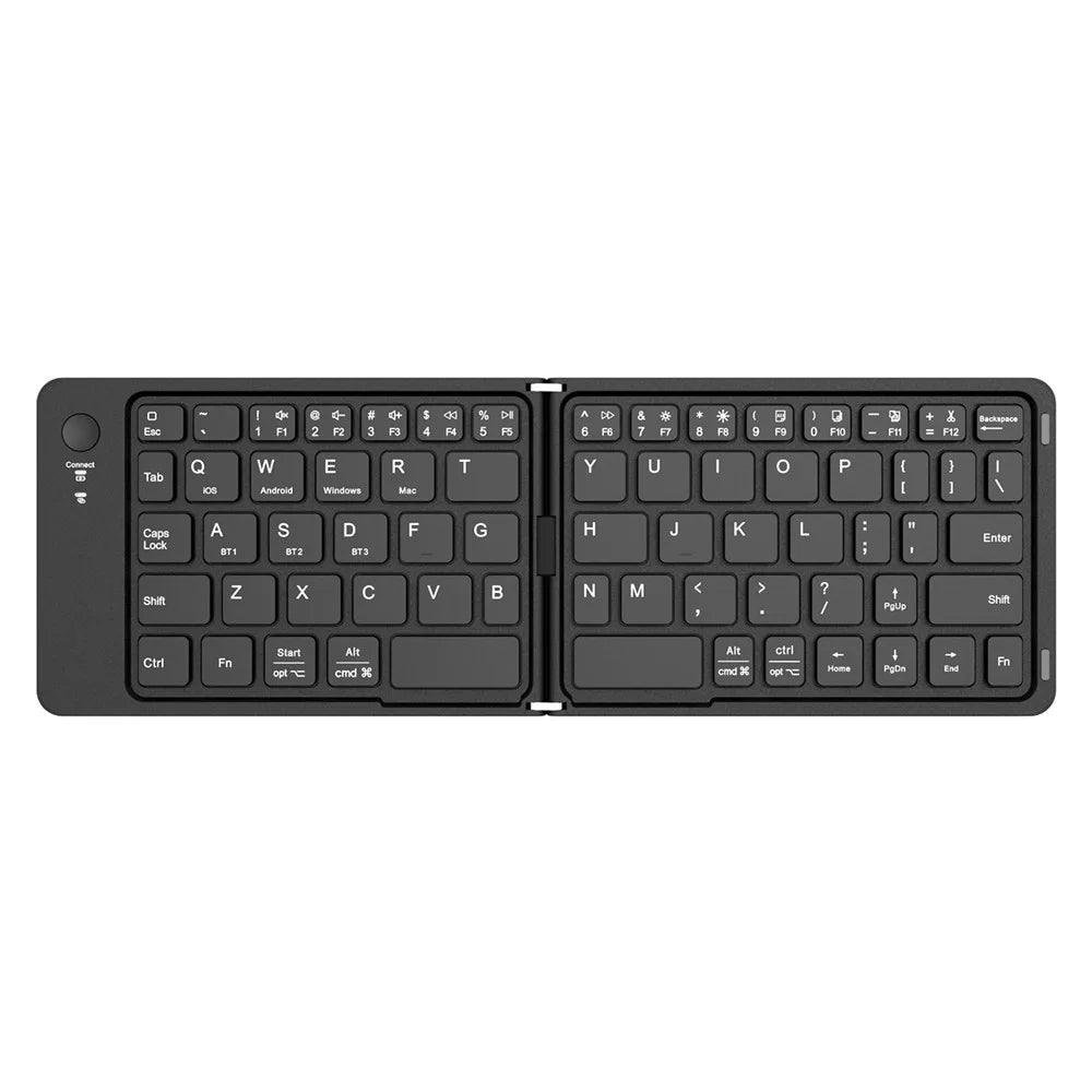 K143 Dual Folding Bluetooth-compatible Keyboard 67 Keys Wireless Portable Keyboard for iOS Android Windows Mac - Black - 1