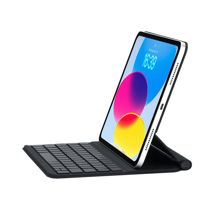 For iPad (2025) / iPad 10.9 (2022) Direct Contact Connection Keyboard + Magnetic Leather Tablet Case - Black - 4