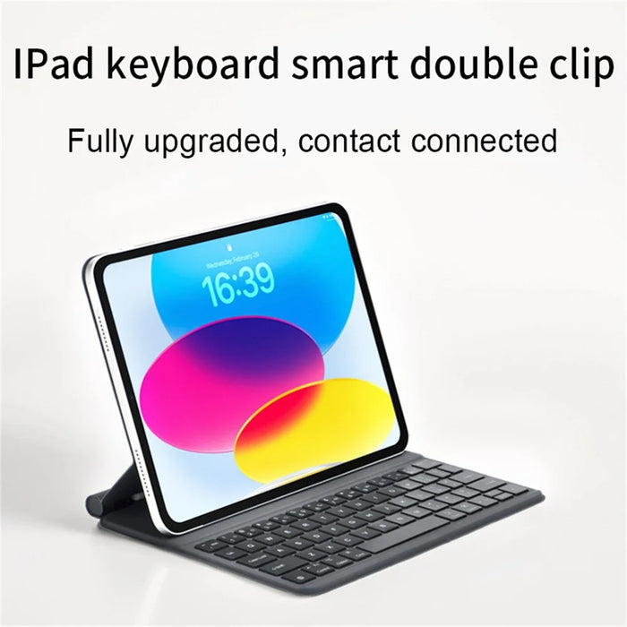 For iPad (2025) / iPad 10.9 (2022) Direct Contact Connection Keyboard + Magnetic Leather Tablet Case - Black - 5