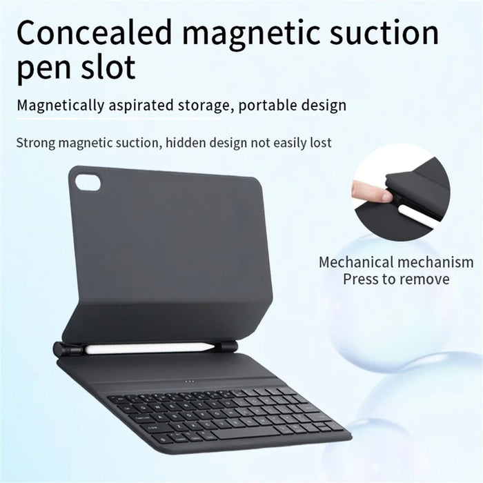 For iPad (2025) / iPad 10.9 (2022) Direct Contact Connection Keyboard + Magnetic Leather Tablet Case - Black - 7