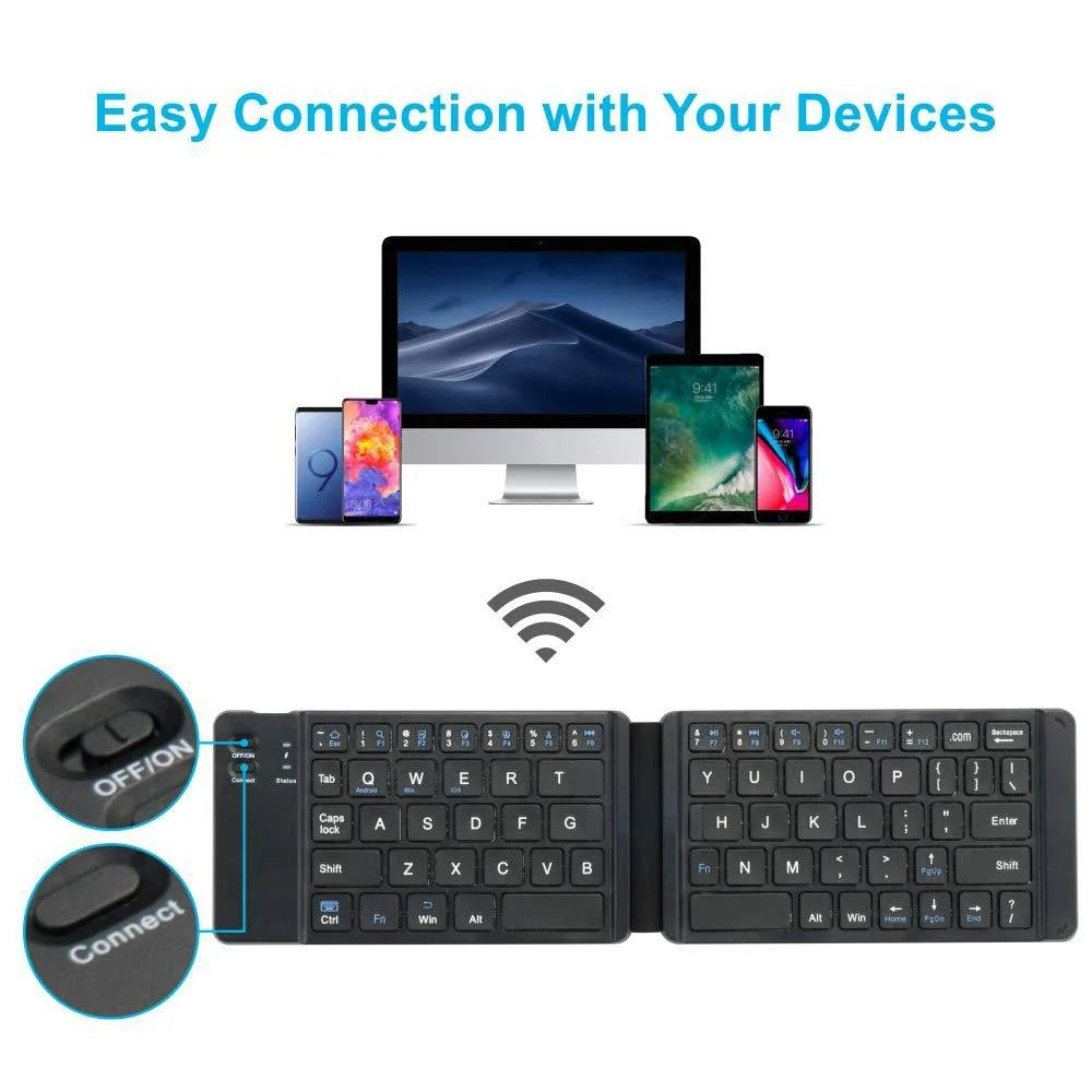 F68 Folding Bluetooth-compatible Keyboard 65 Keys Wireless Keypad for Computer/Tablet/Smartphones - 4