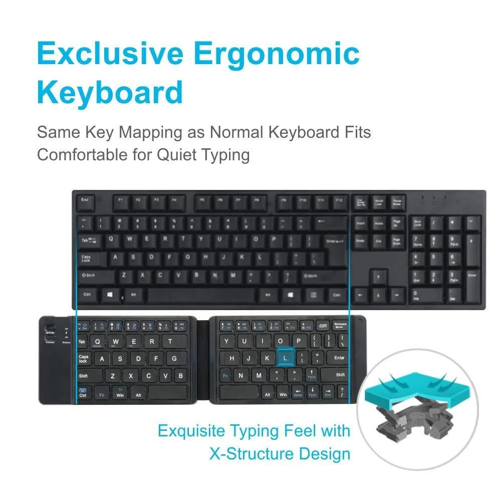 F68 Folding Bluetooth-compatible Keyboard 65 Keys Wireless Keypad for Computer/Tablet/Smartphones - 5
