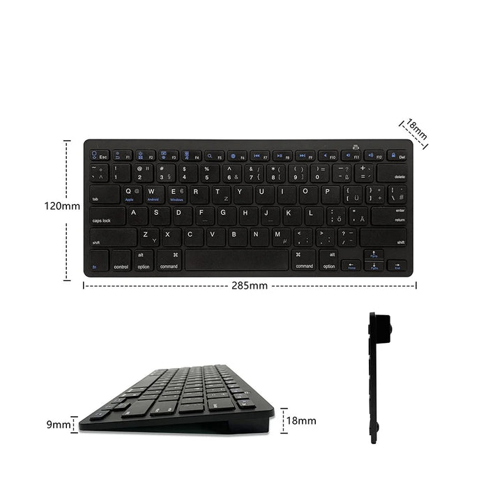 X5 Lightweight Ultra-thin Bluetooth-compatible Keyboard Portable Wireless Keyboard for Apple/Android OS (German) - Black - 2