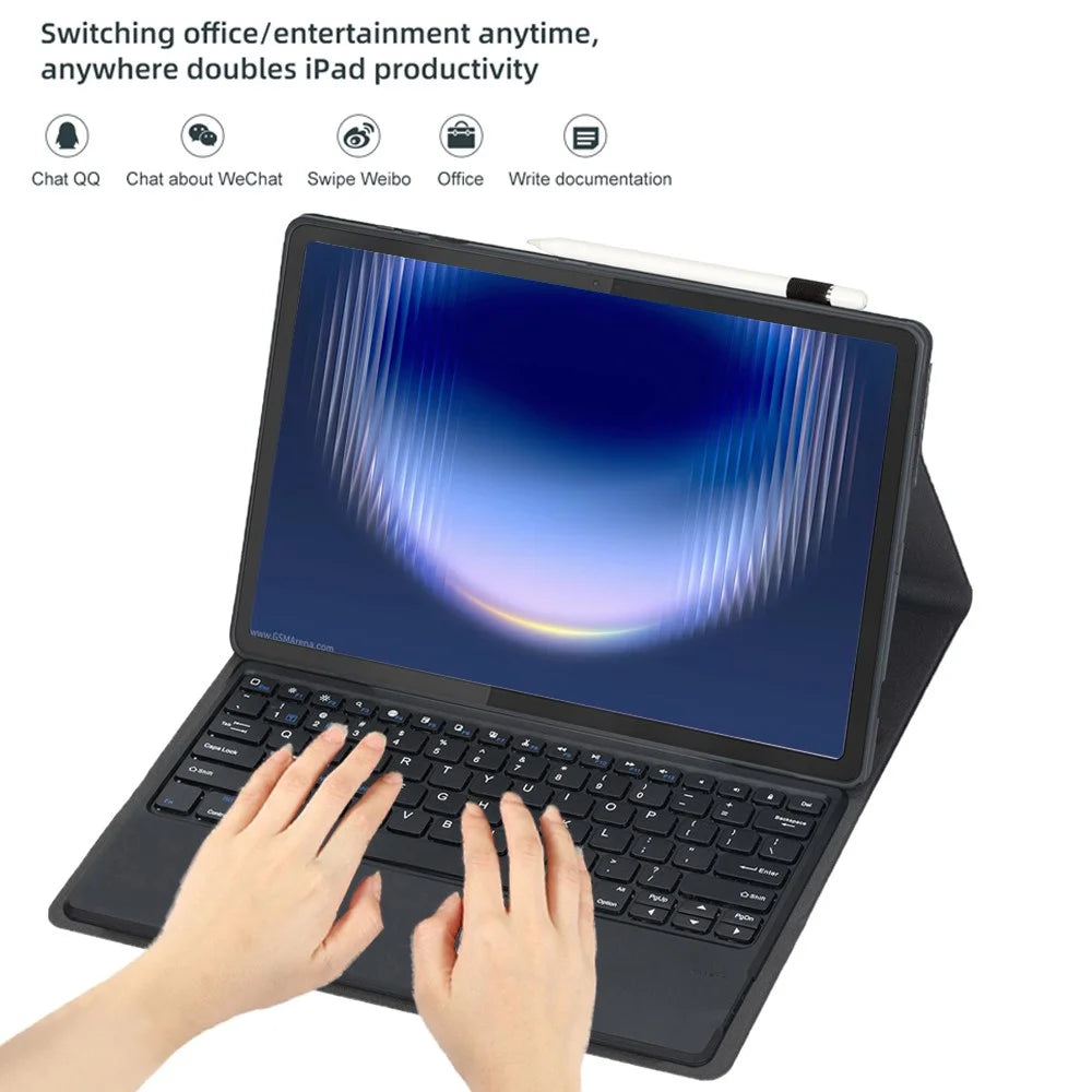 AH36 For Huawei MatePad Pro Max Detachable Bluetooth-compatible Keyboard Case Ultra Slim PU Leather+TPU Protective Cover - Black - 4