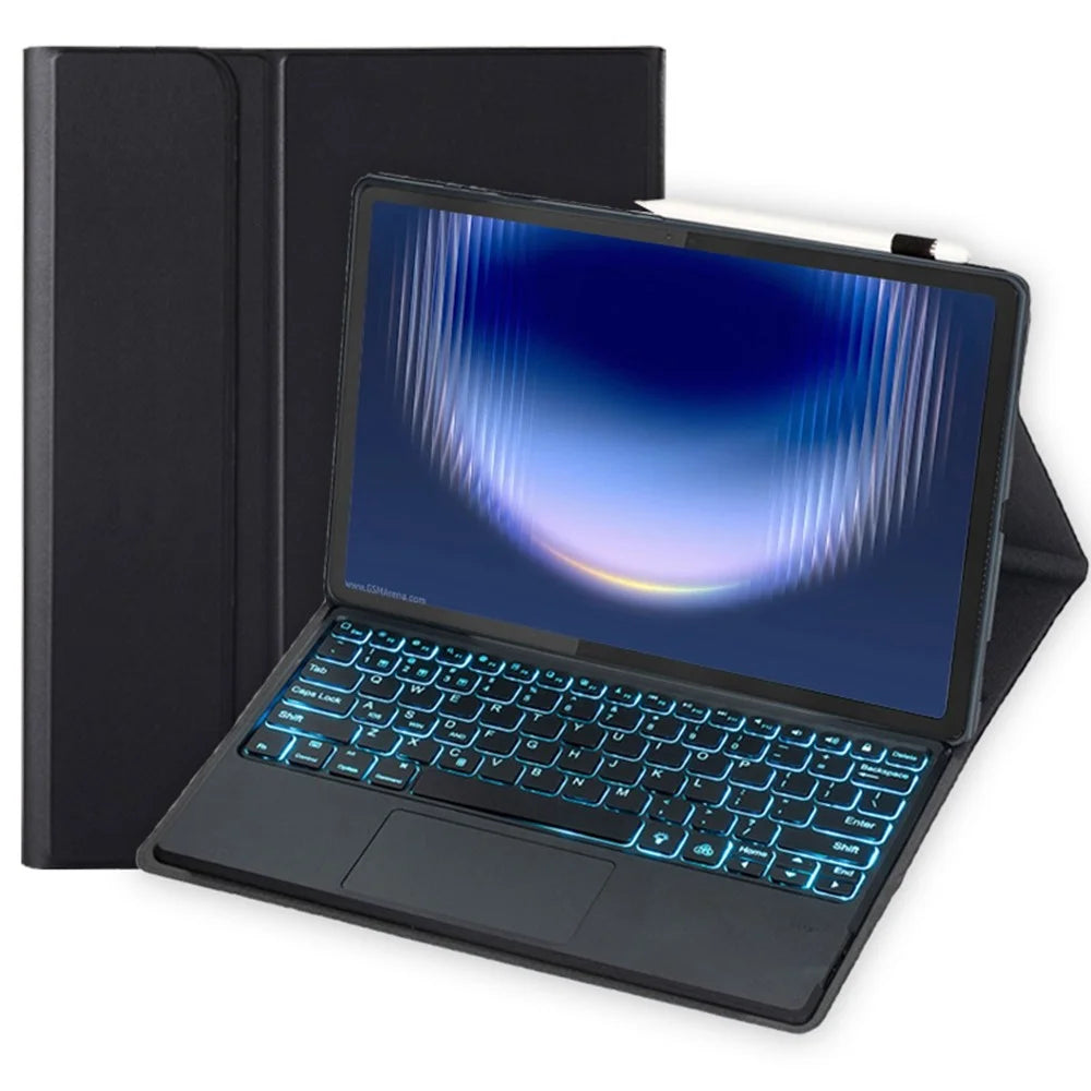 AH36-AS For Huawei MatePad Pro Max Detachable Bluetooth-compatible Keyboard Case with Backlight Touchpad PU Leather+TPU Protective Cover - Black - 1