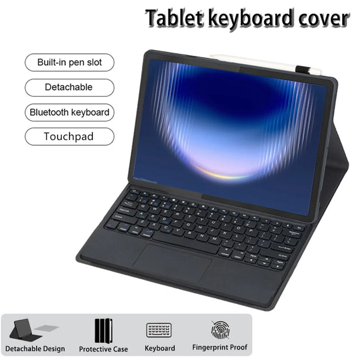 AH36-A for Huawei MatePad Pro Max Detachable Bluetooth-compatible Keyboard with Touchpad + Leather Protective Cover - Black - 2