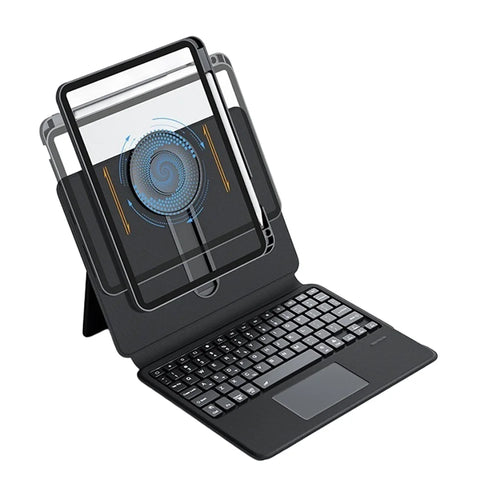 IFACEMALL SJ-01 For iPad Pro 11 (2025)/(2024) Sliding Rail Bluetooth-compatible Keyboard Case with 7-Color Backlit - Black - 1