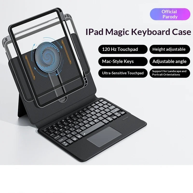 IFACEMALL SJ-01 For iPad Pro 11 (2025)/(2024) Sliding Rail Bluetooth-compatible Keyboard Case with 7-Color Backlit - Black - 2