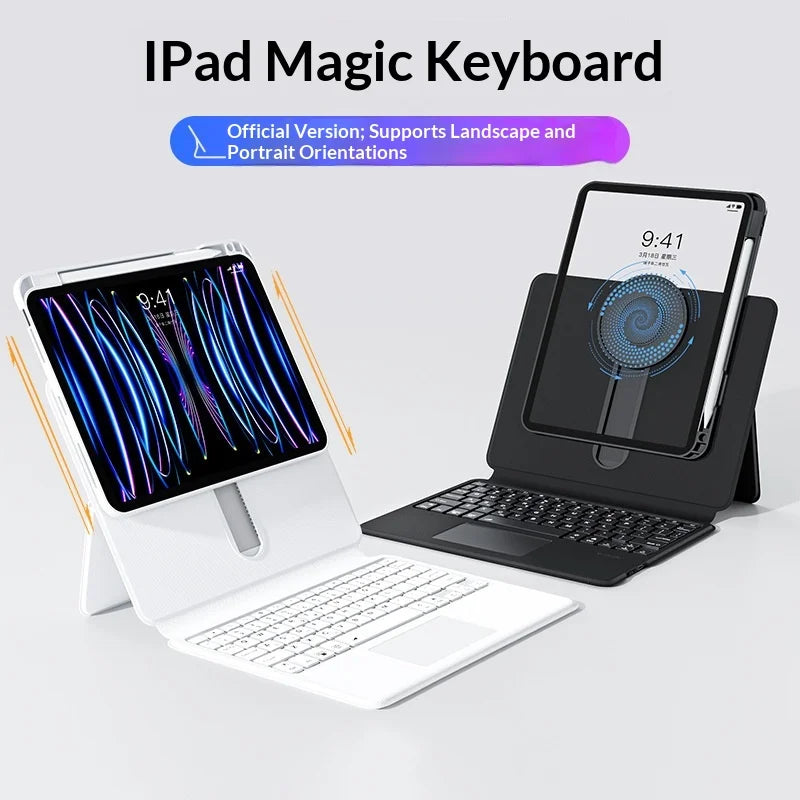 IFACEMALL SJ-01 For iPad Pro 11 (2025)/(2024) Sliding Rail Bluetooth-compatible Keyboard Case with 7-Color Backlit - Black - 3
