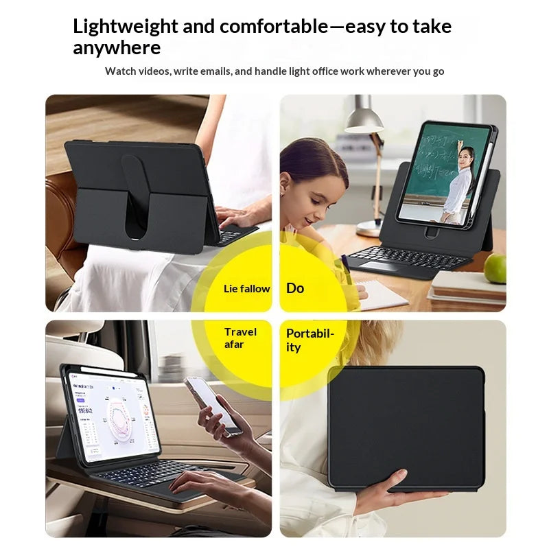 IFACEMALL SJ-01 For iPad Pro 11 (2025)/(2024) Sliding Rail Bluetooth-compatible Keyboard Case with 7-Color Backlit - Black - 6