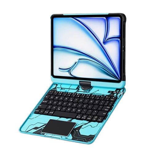 IFACEMALL for iPad Pro 11 (2025)/(2024) Cyberpunk Bluetooth-compatible Keyboard Case with Trackpad - Aurora Blue - 1
