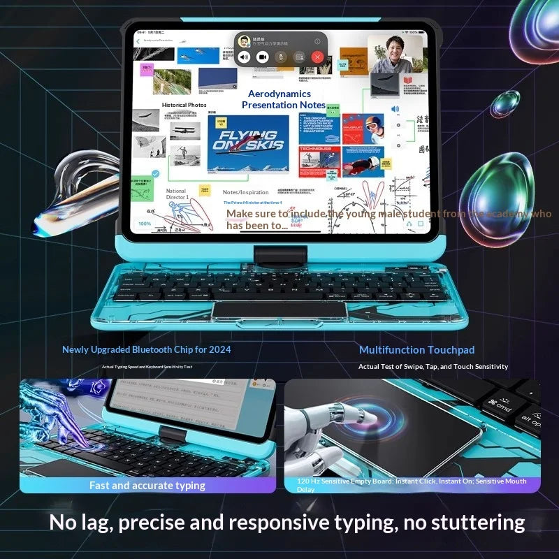 IFACEMALL for iPad Pro 11 (2025)/(2024) Cyberpunk Bluetooth-compatible Keyboard Case with Trackpad - Aurora Blue - 6