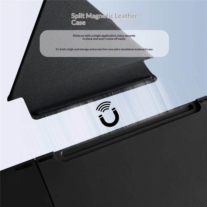 B089T 61-Key Triple-Fold Bluetooth-Compatible Keyboard with Touchpad Built-in Bracket for Phone Tablet PC - Black - 3