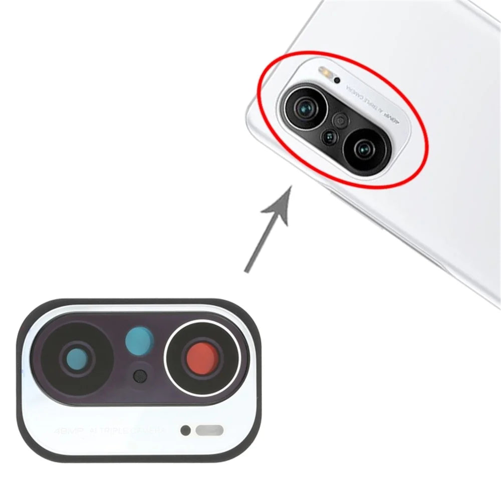 Back Camera Lens Holder Cover with Glass Part (without Logo) for Xiaomi Redmi K40 (48MP) M2012K11AC - White - 3