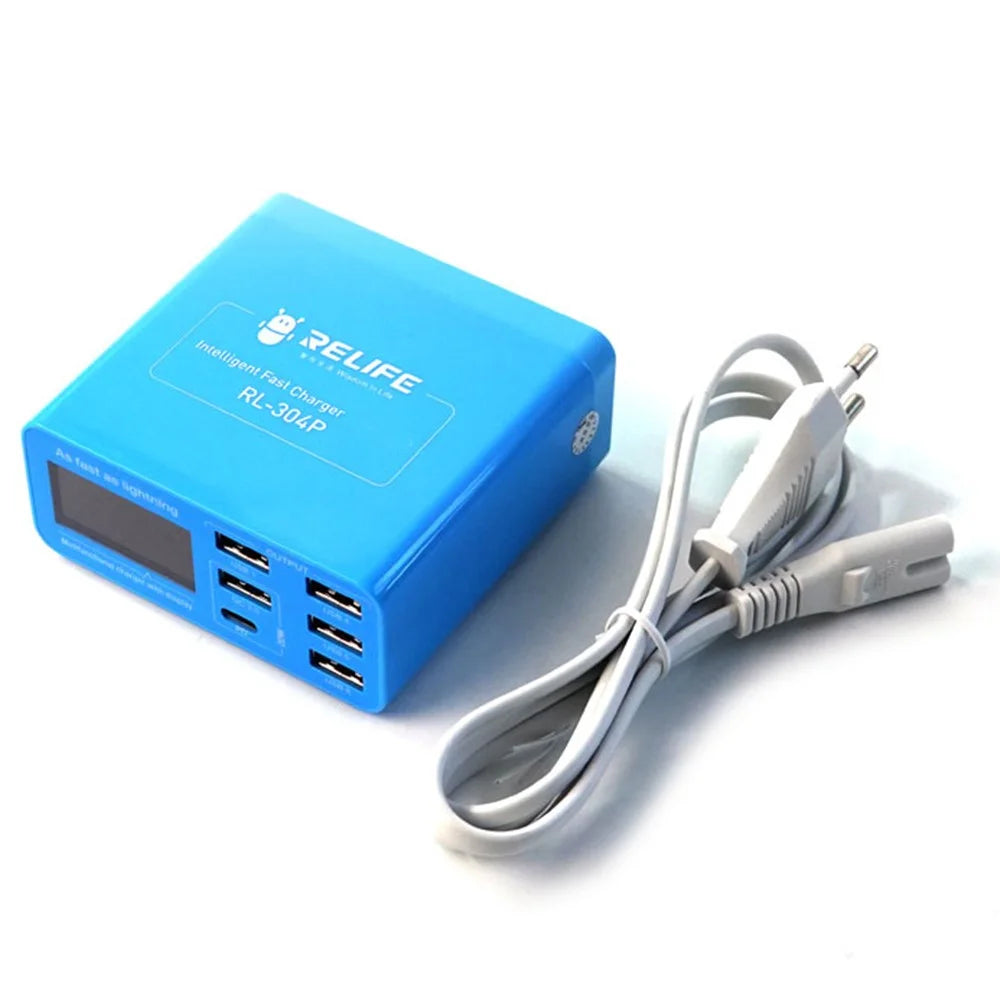 RELIFE RL-304P 6-Port Intelligent QC 3.0 PD Fast Charging Charger with Digital Display - 3