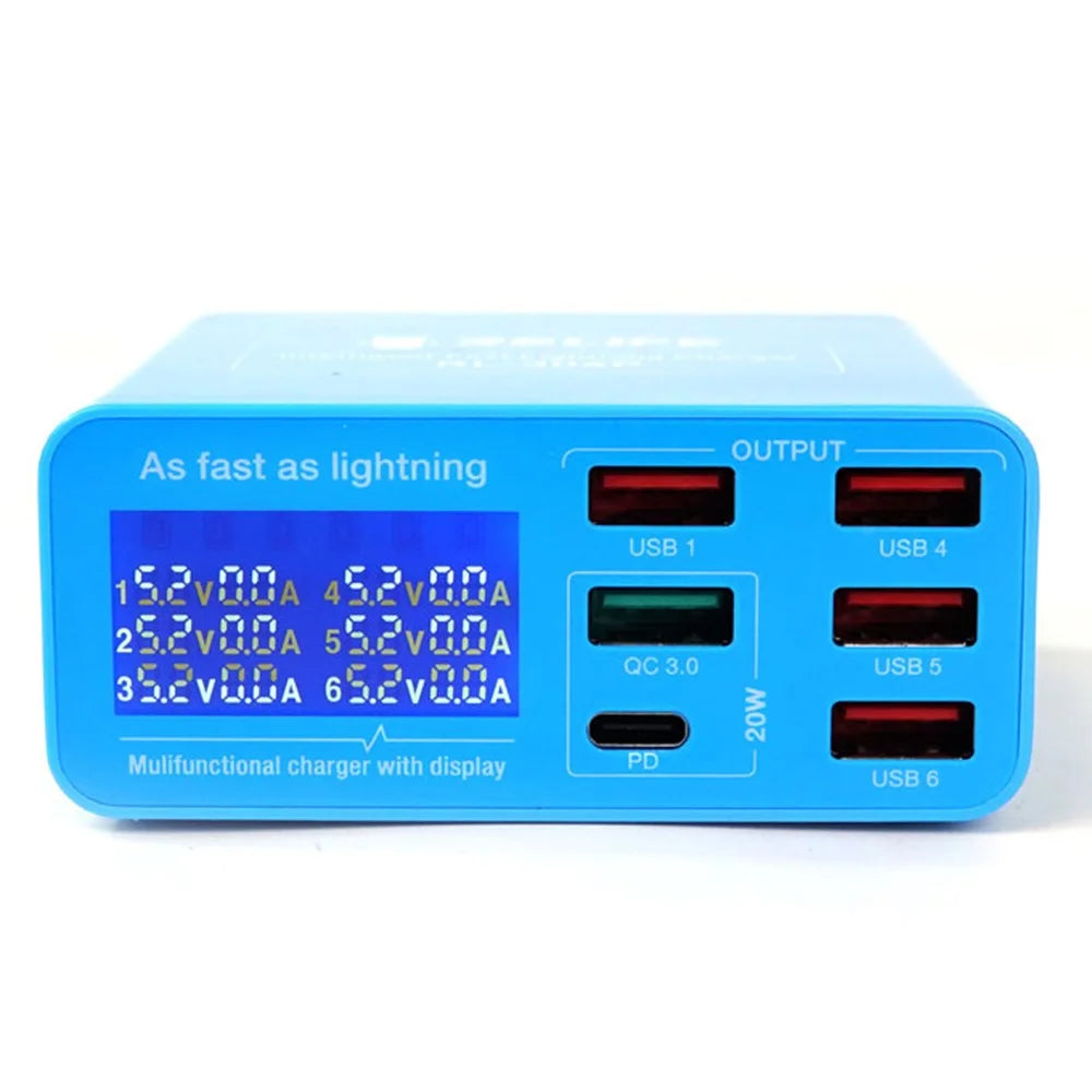 RELIFE RL-304P 6-Port Intelligent QC 3.0 PD Fast Charging Charger with Digital Display - 4