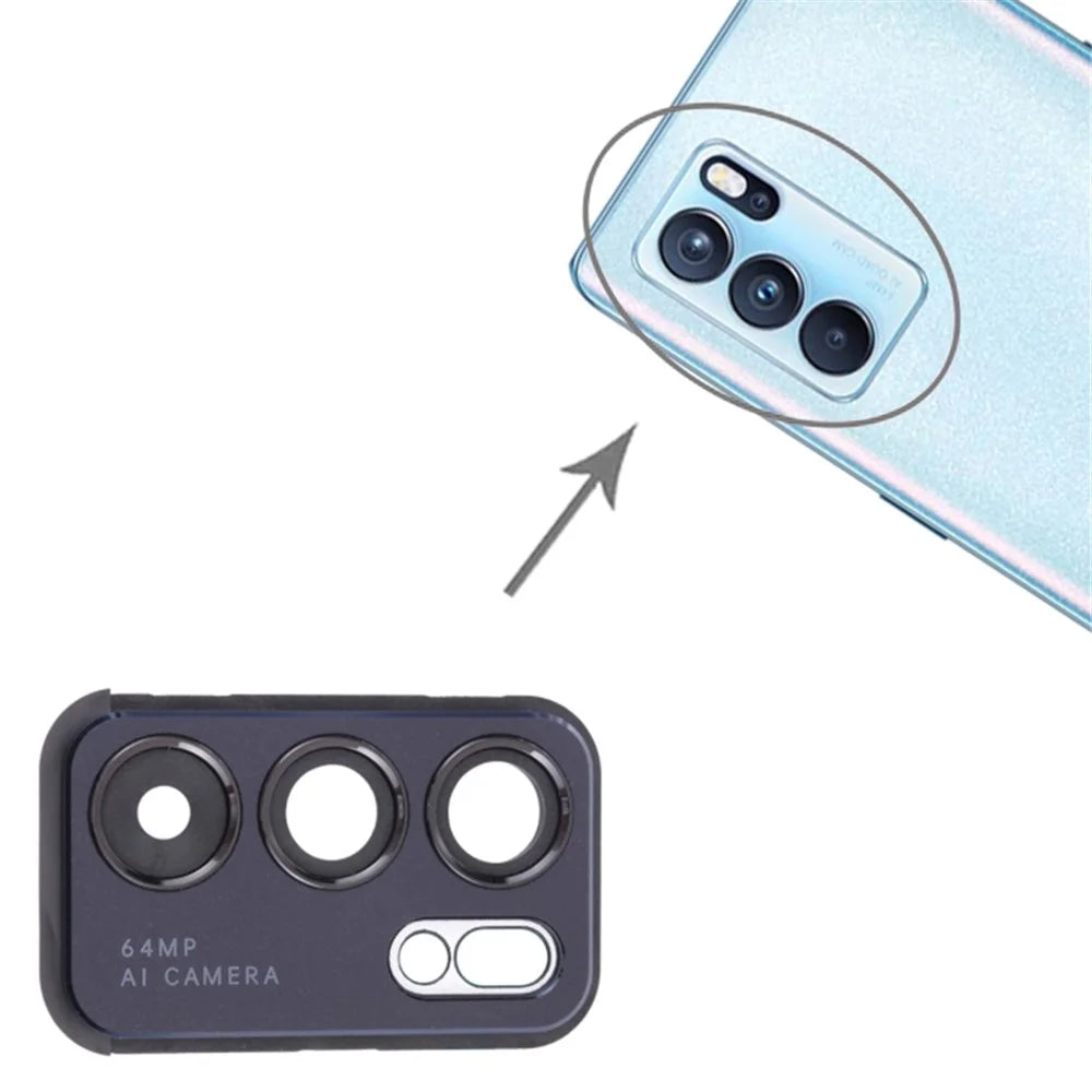 For Oppo Reno6 Pro 5G PEPM00, CPH2249 OEM Back Camera Lens Holder Cover with Glass Part (without Logo) - Black - 3
