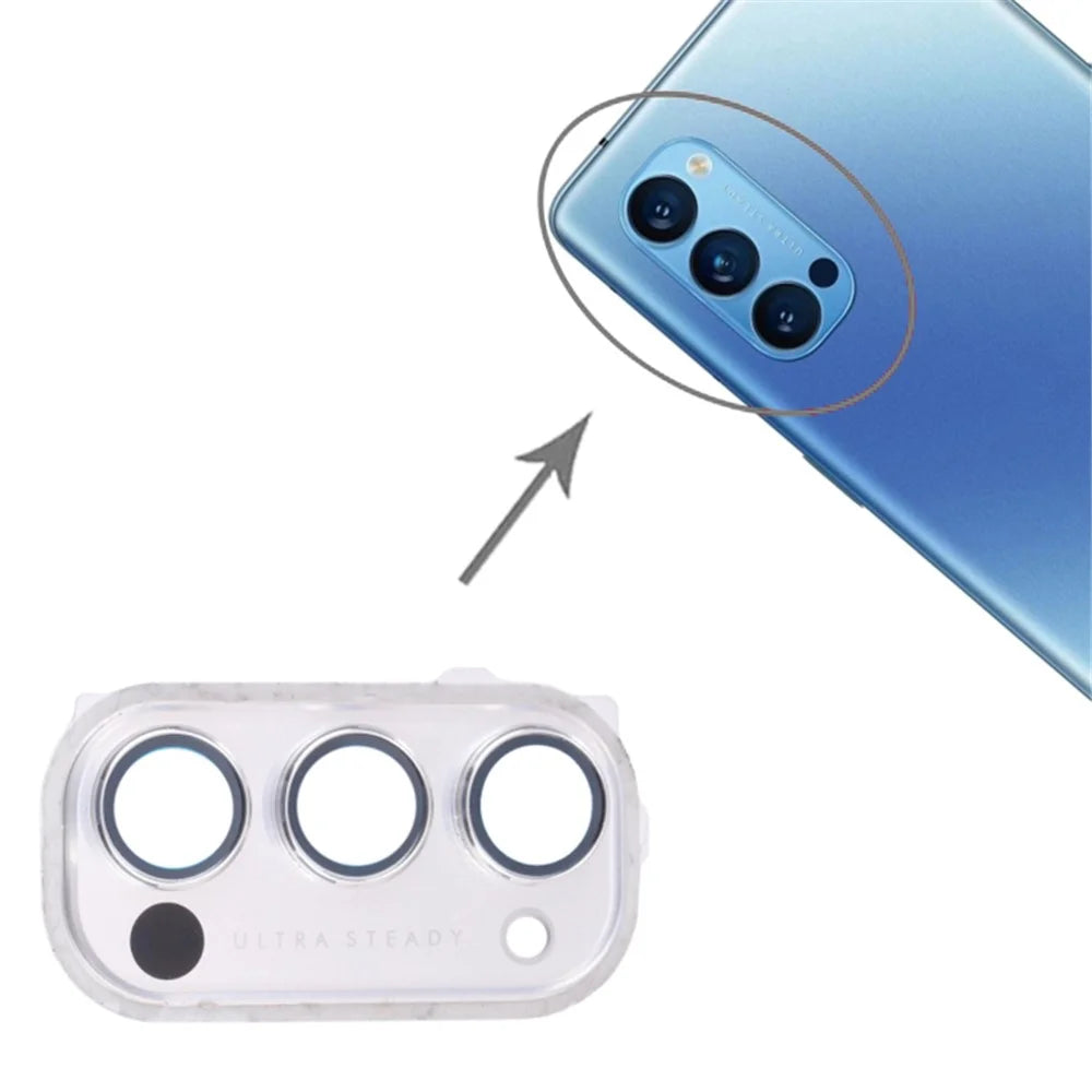 For Oppo Reno4 Pro 5G PDNM00, PDNT00, CPH2089 OEM Back Camera Lens Holder Cover with Glass Part (without Logo) - White - 3