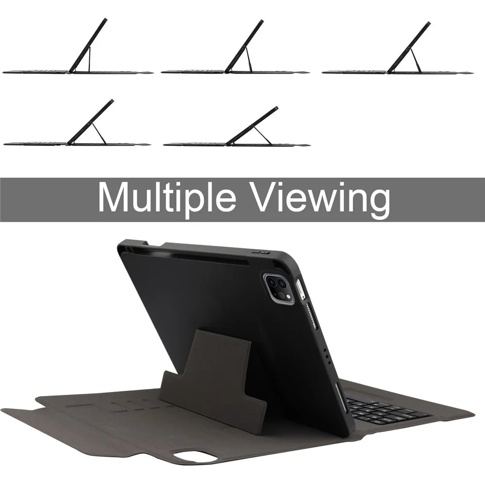 6212 For iPad 10.2 (2021)/(2020)/(2018)/iPad Air 10.5 inch (2019)/iPad Pro 10.5-inch (2017) Bluetooth-compatible Keyboard Case Wireless Keyboard Tablet Leather Cover with Stand/Pen Slot - Black - 2