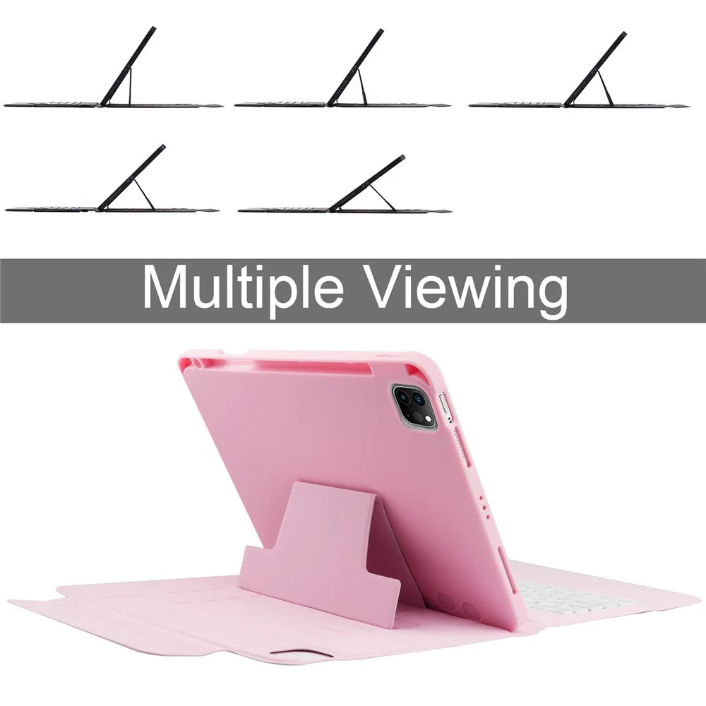 6212 For iPad Air 11 (2026) / (2025) / (2024) / Pro 11 (2022) / (2021) / (2020) / (2018) / Air (2020) (2022) Bluetooth-Compatible Keyboard Case - Pink - 2