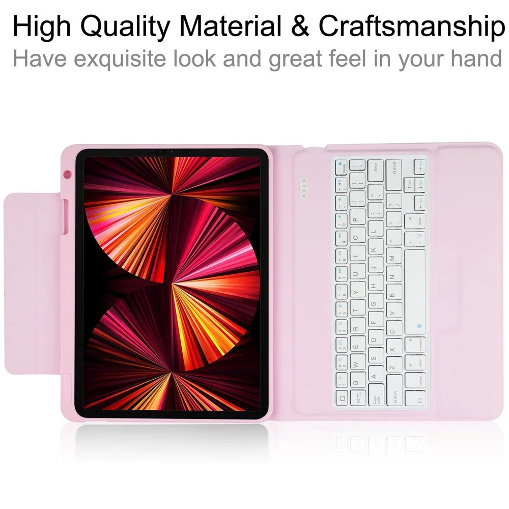 6212 For iPad Air 11 (2026) / (2025) / (2024) / Pro 11 (2022) / (2021) / (2020) / (2018) / Air (2020) (2022) Bluetooth-Compatible Keyboard Case - Pink - 5