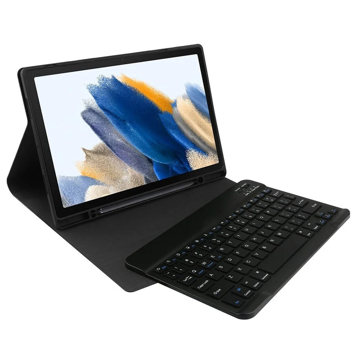 For Samsung Galaxy Tab A8 10.5 (2022) X205 / X200 Pen Slot Stand Tablet PU Leather Cover + Detachable Bluetooth-compatible Keyboard - Black - 3