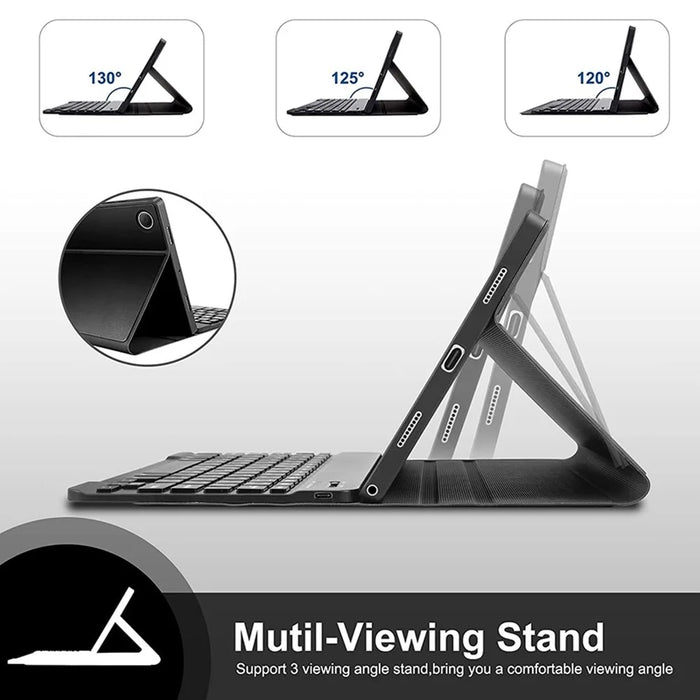 For Samsung Galaxy Tab A8 10.5 (2022) X205 / X200 Pen Slot Stand Tablet PU Leather Cover + Detachable Bluetooth-compatible Keyboard - Black - 5