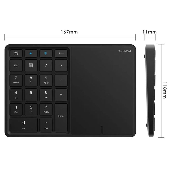 BT-14 Bluetooth-compatible / 2.4G Wireless Mini Numeric Keyboard Computer Laptop Keypad with Touchpad - 7