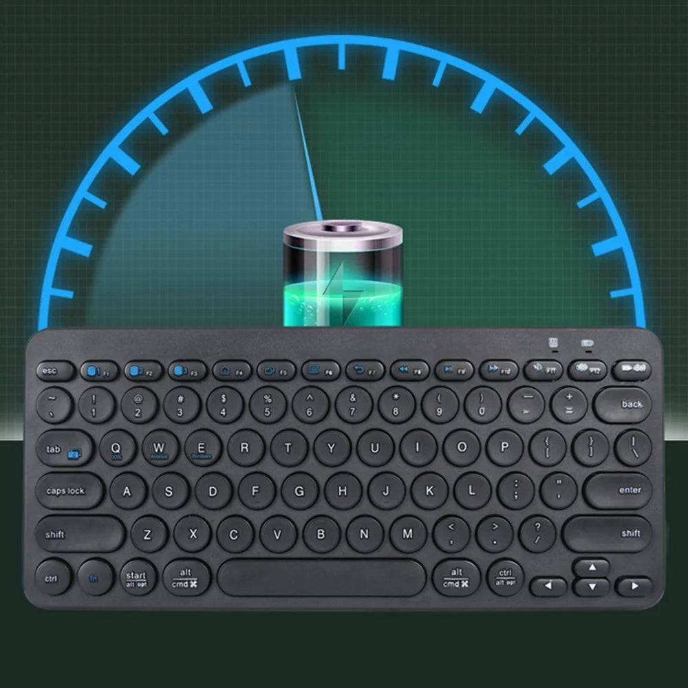 K380 Bluetooth-compatible 5.0 Wireless 78 Keys Keyboard Low Noise Computer Laptop Round Keycaps Keyboard - Black - 3